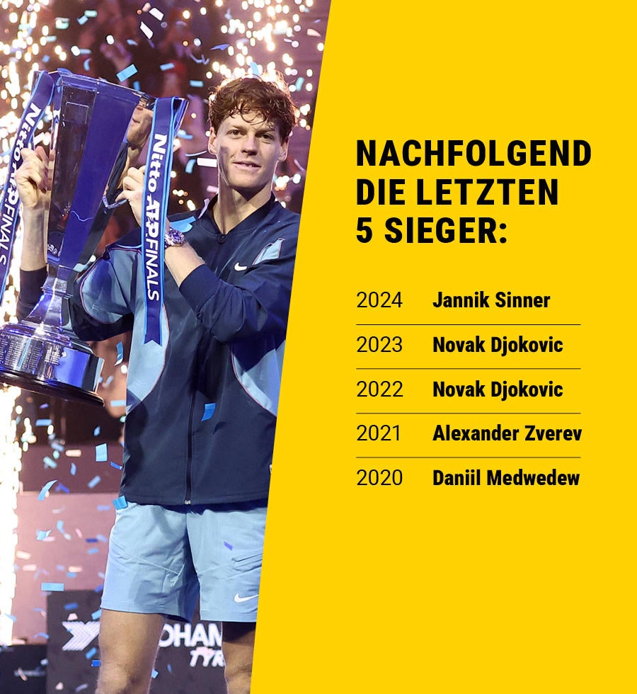 Jannik Sinner bei der Siegerehrung der ATP Finals 2024.