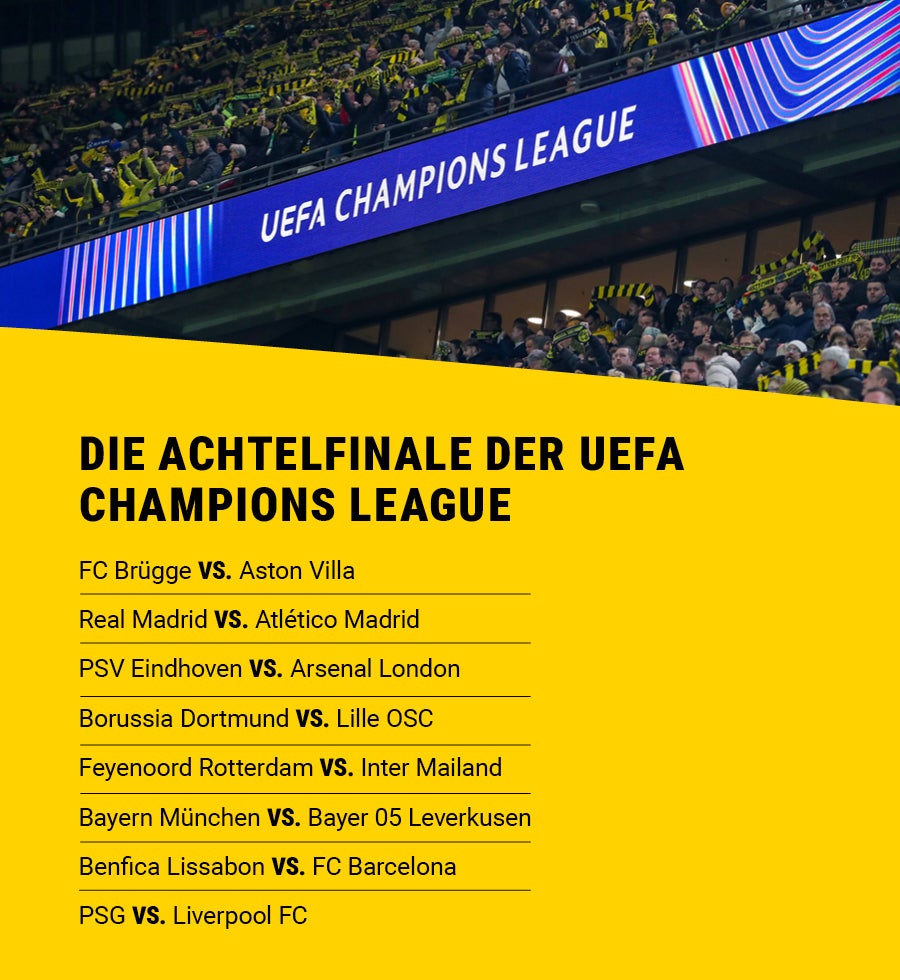 Eine Auflistung der Achtelfinale der UEFA Champions League 2024/25.