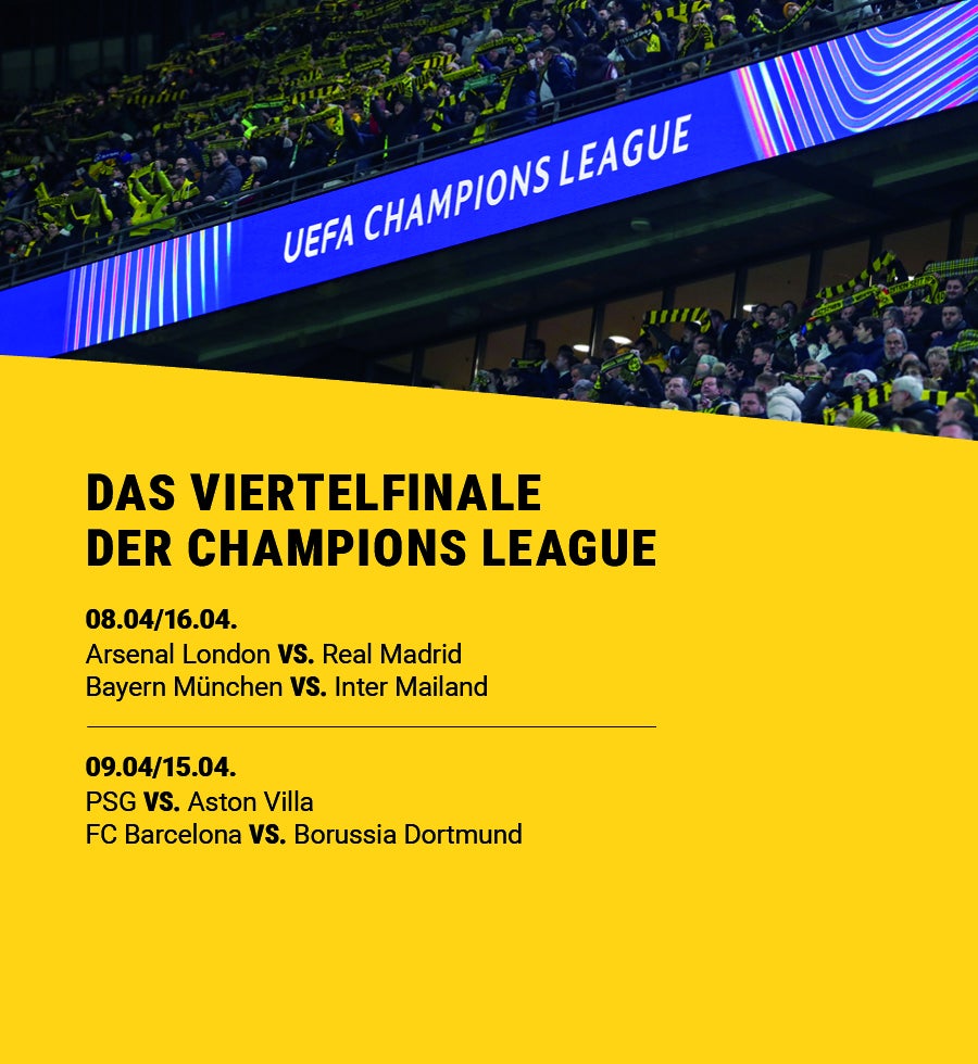 Eine Übersicht der Viertelfinalspiele der Champions League 2024/25.
