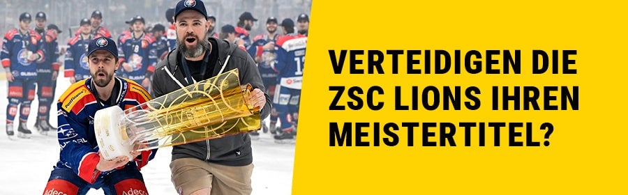 Die Spieler der ZSC Lions bejubeln den Gewinn des Meistertitels der Saison 2023/24