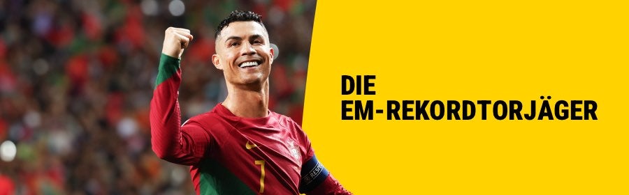 Die EM-Rekordtorjäger. Cristiano Ronaldo jubelt im Portugal Dress.