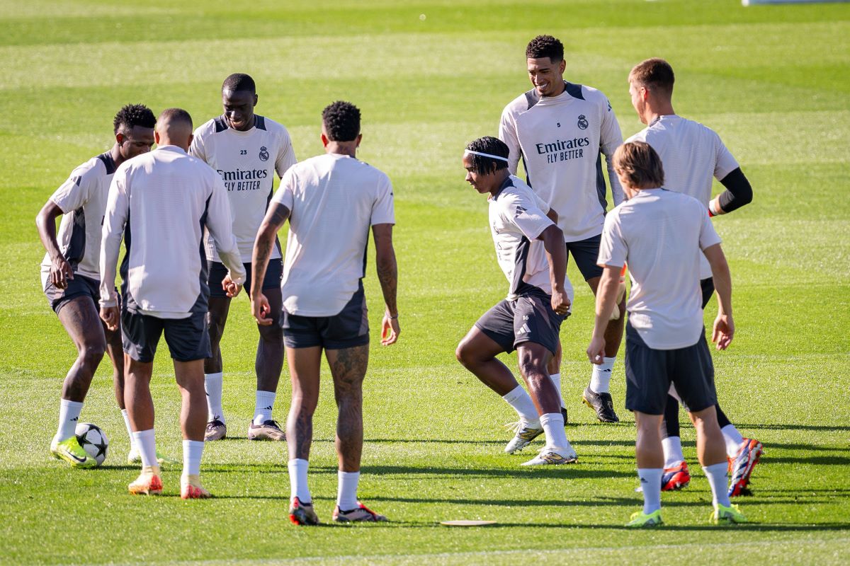 Calentamiento del Real Madrid.