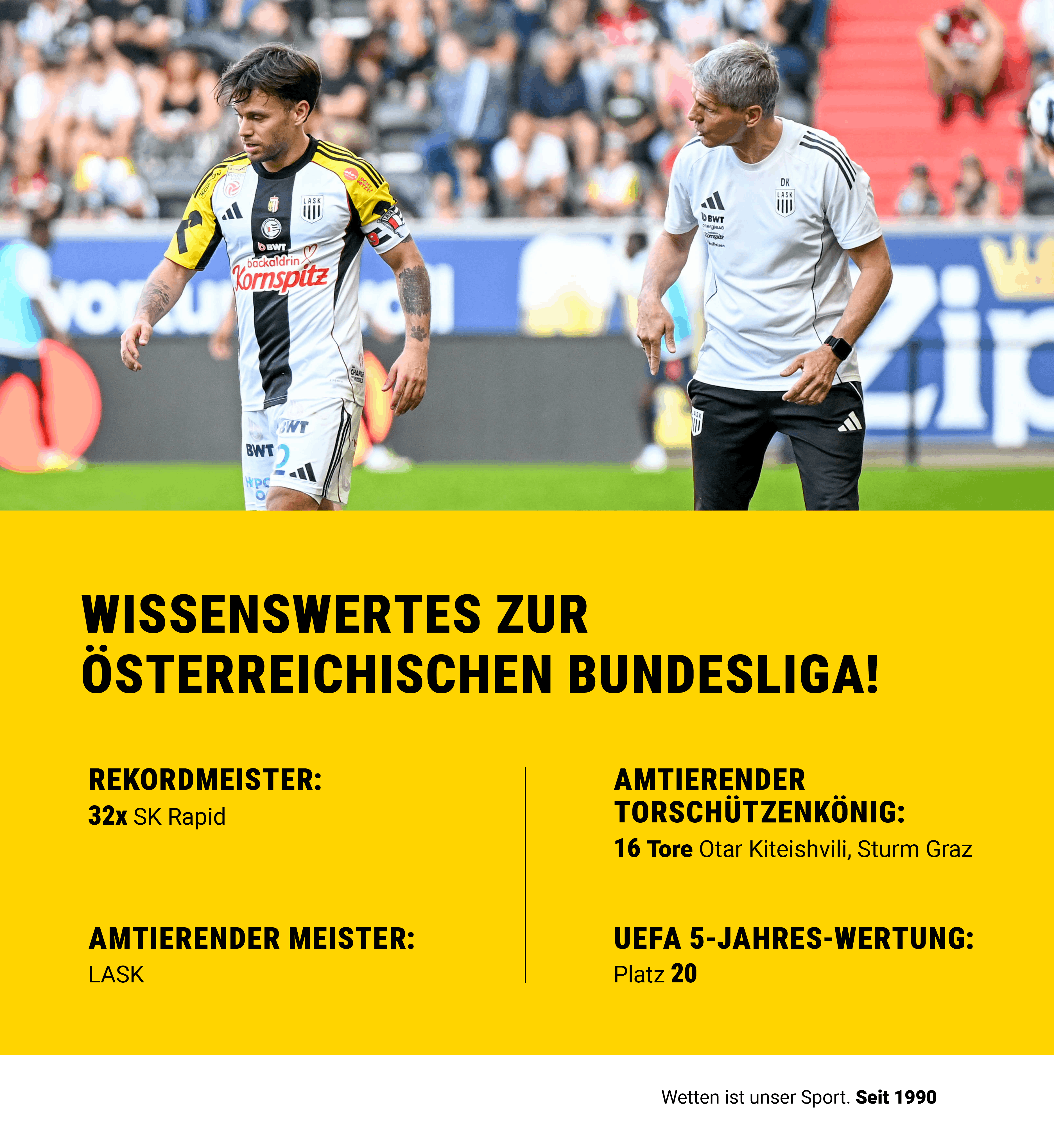 Kapitän Sascha Horvath und Trainer Dietmar Kühbauer von Meister LASK.