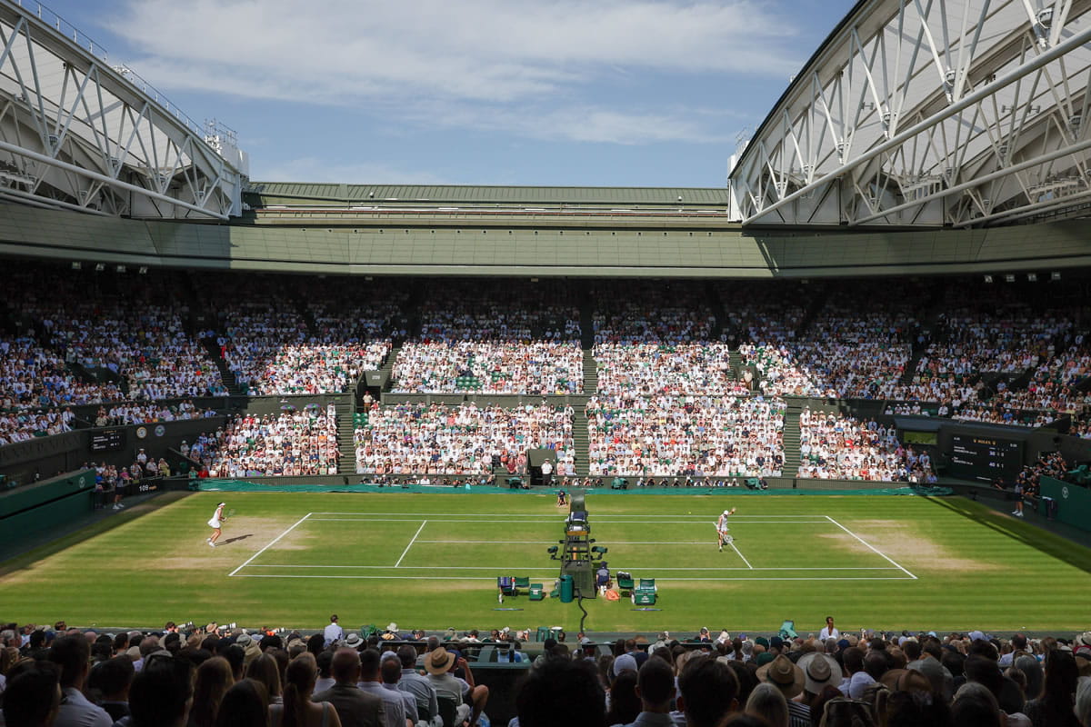 Der Centre Court von Wimbledon am Finaltag der Damen 2025.