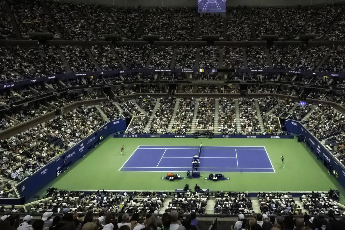 Das Arthur Ashe Stadium von oben.