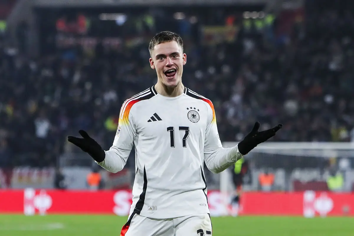 5.Spieltag Deutschland - Bosnien-Herzegowina 16.11.2024, Europa-Park-Stadion Florian Wirtz Deutschland, 17 freut sich nach seinem Tor zum 4-0 Freiburg im Breisgau Europa-Park-Stadion Baden-Württemberg Deutschland