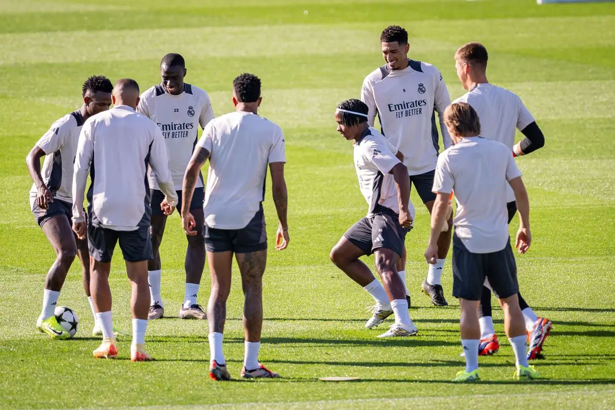 Calentamiento del Real Madrid.