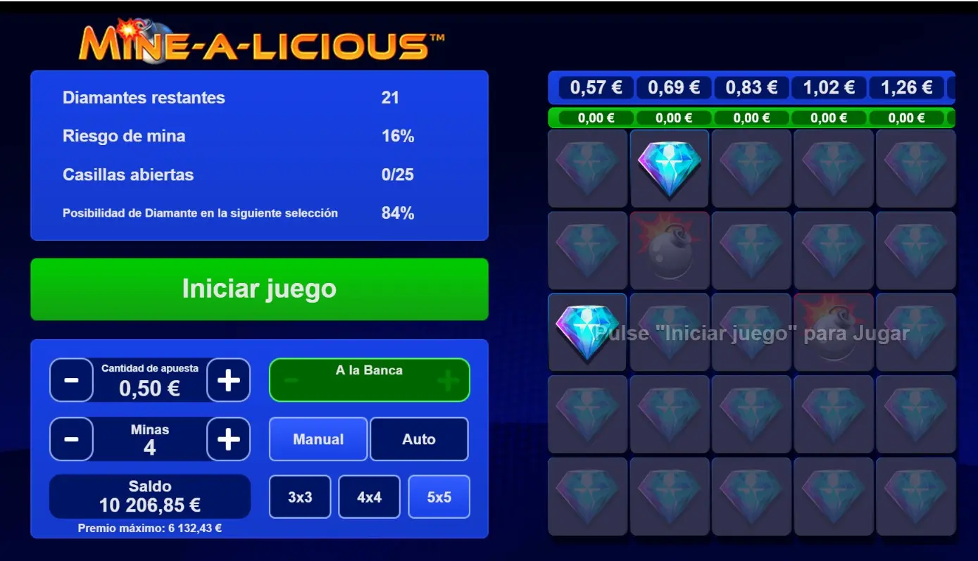 Mine-A-Licious la slot estilo buscaminas de Playtech