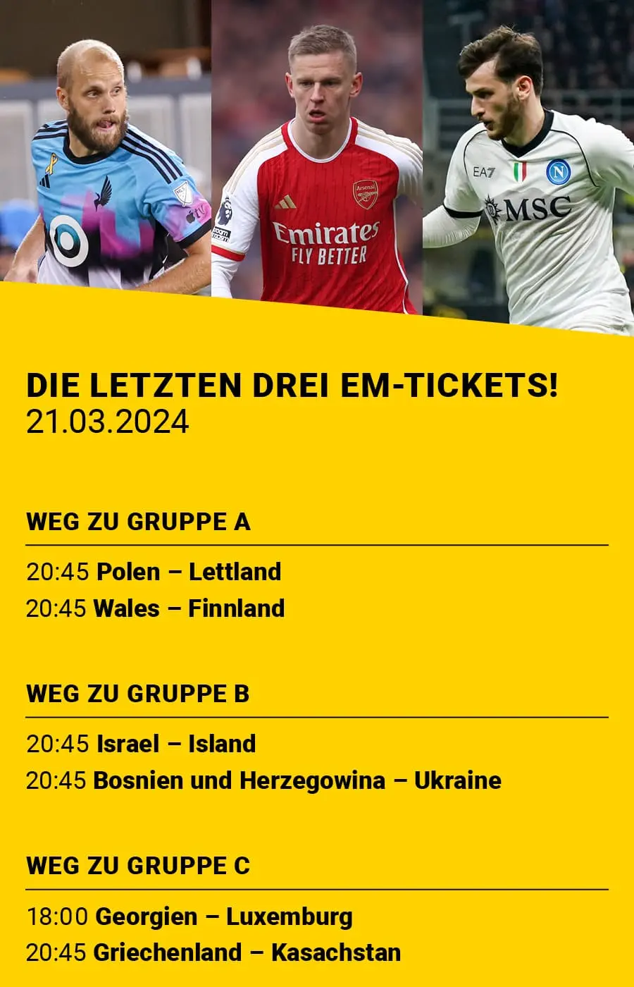 Auflistung der drei Play-Off-Wege in beim abschließenden Qualifikationsturnier.