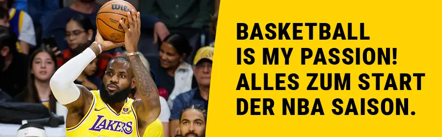 Lebron James beim Wurf.