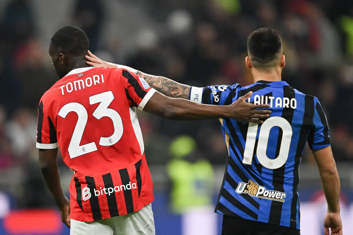 Lautaro Martinez of FC Inter and Fikayo Tomori of AC Milan.